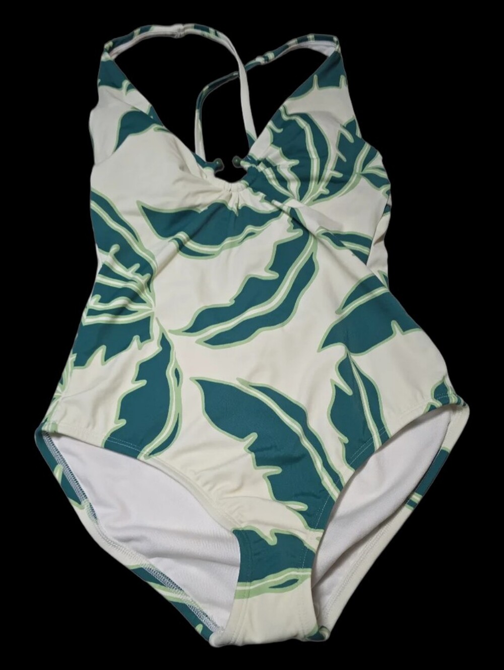 Shade & Shore Cream One-Piece Swimsuit with Green Leaf Print - Picture 6 of 7